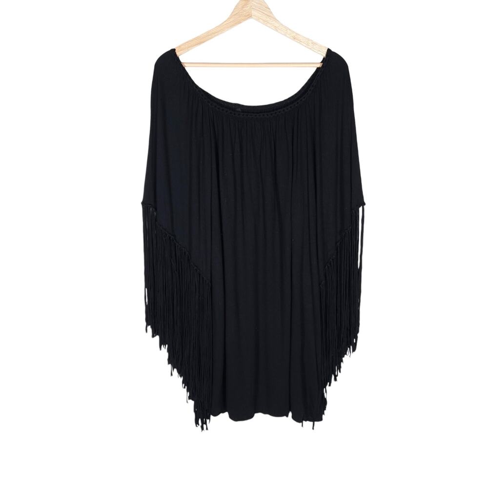 Indah Black Fringe Mini Dress